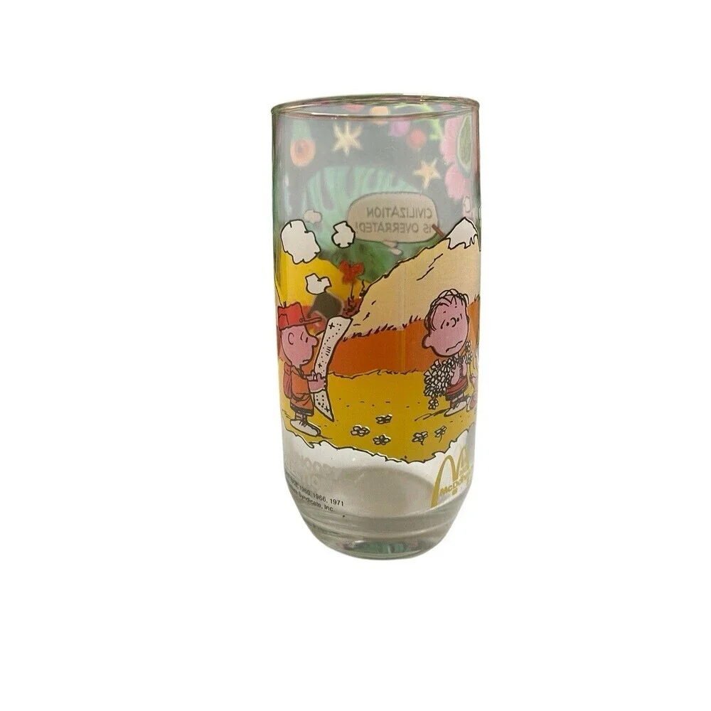 Peanuts McDonalds Camp Snoopy vintage drinking glass cup charlie brown linus